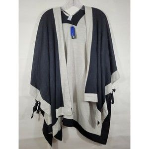NWT Apt 9 one size Knit Cardigan Shawl Wrap Poncho Wearable Blanket black white